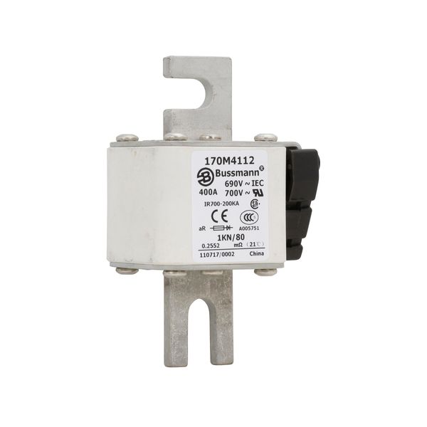 Fuse-link, high speed, 400 A, AC 690 V, DIN 1, 53 x 69 x 108 mm, aR, DIN, IEC, single indicator image 5