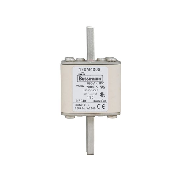 Fuse-link, high speed, 250 A, AC 690 V, DIN 1, 53 x 53 x 108 mm, aR, DIN, IEC, single indicator image 12