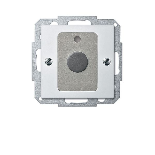 Stop button insert with central plate, polar white glossy, system M image 1