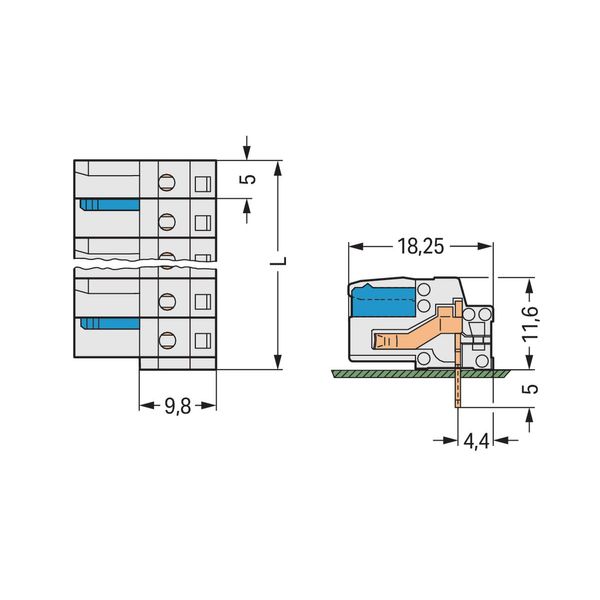 THT female header angled Pin spacing 5 mm light gray image 2