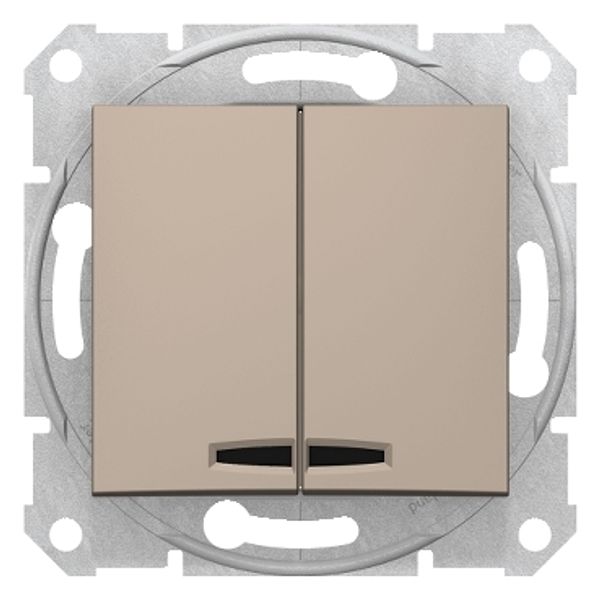 Sedna - 1pole 2-circuits switch - 10AX locator light, without frame titanium image 1