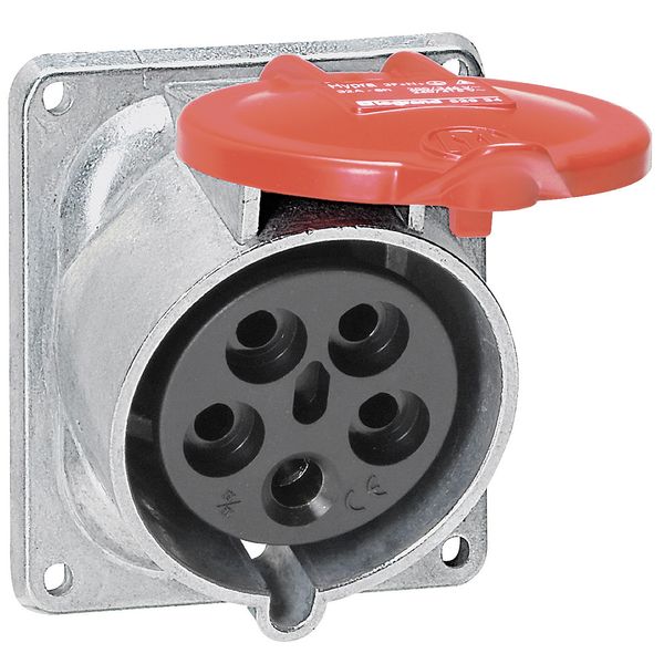 Panel mounting socket inclined outlet Hypra-IP44 -380/415V~ - 32A -3P+N+E -metal image 2