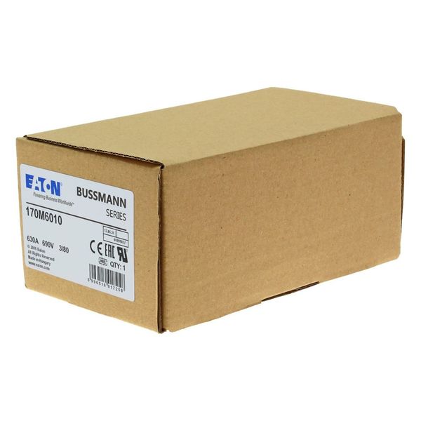 Fuse-link, high speed, 630 A, AC 690 V, DIN 3, 76 x 76 x 109 mm, aR, DIN, IEC, single indicator image 12