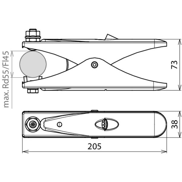 Earthing tongs L 205mm St/galZn for Rd -55mm Fl -45 mm image 2