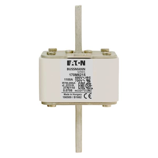 Fuse-link, high speed, 1100 A, AC 690 V, DIN 3, 76 x 90 x 139 mm, aR, DIN, IEC, type T indicator image 17