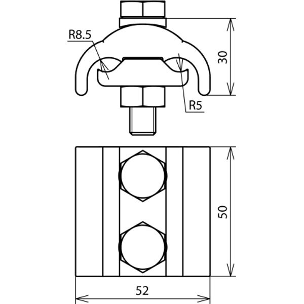 Parallel connector Cu for different diameters Rd 5-16mm / 16-150mm² image 2