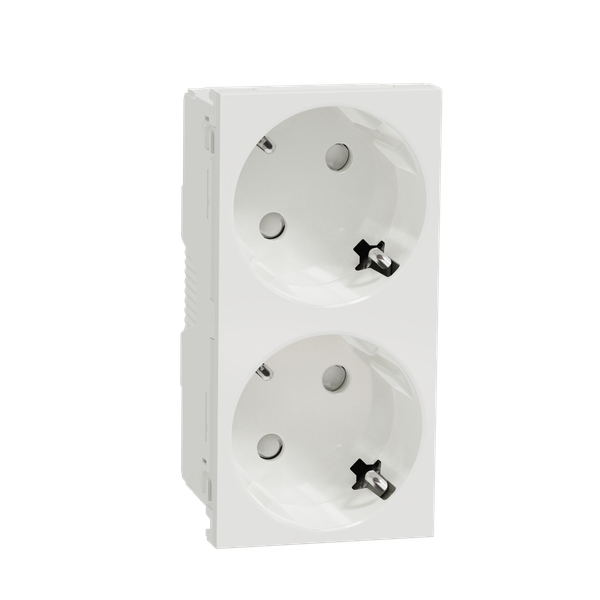 2 Socket-outlet, New Unica, mechanism, 2P, 16A, Schuko, with shutter, screwless terminals, glossy, untreated, white image 5