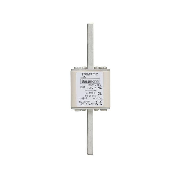 Fuse-link, high speed, 100 A, AC 690 V, compact size 1, 45 x 45 x 148 mm, aR, IEC, UL image 9