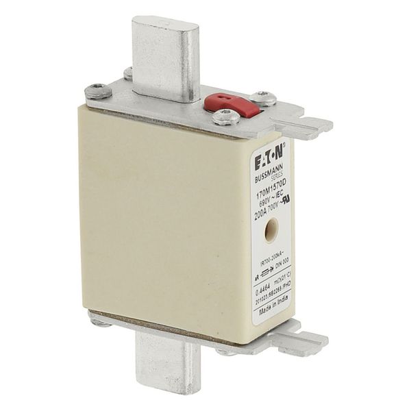 Fuse-link, high speed, 200 A, AC 690 V, DIN 000, aR, DIN, IEC, dual indicator, live gripping lugs image 24