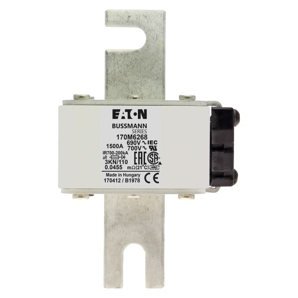 Fuse-link, high speed, 1500 A, AC 690 V, DIN 3, 76 x 92 x 139 mm, aR, DIN, IEC, single indicator image 19