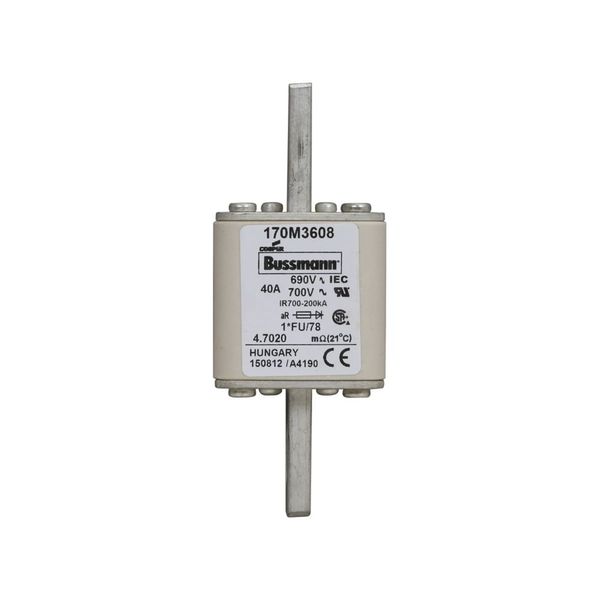 Fuse-link, high speed, 40 A, AC 690 V, compact size 1, 45 x 45 x 110 mm, aR, IEC, UL image 13