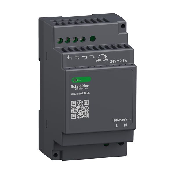 Regulated Power Supply, 100-240V AC, 24V 2.5 A, single phase, Modular image 4