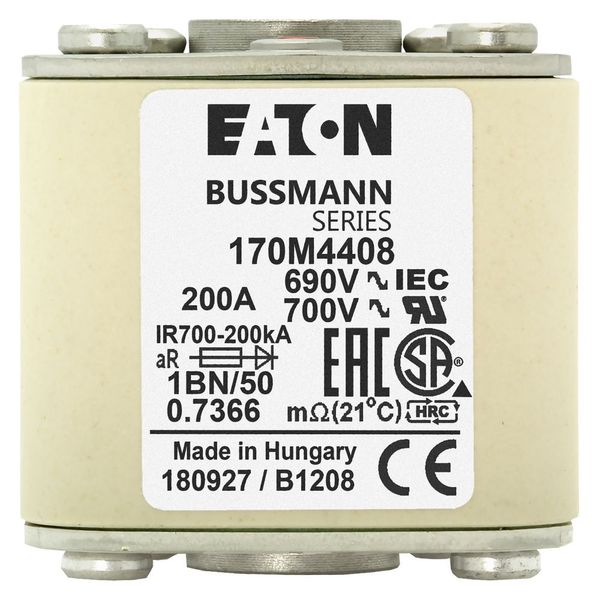 Fuse-link, high speed, 200 A, AC 690 V, size 1, 53 x 69 x 51 mm, aR, IEC, UL, single indicator image 14