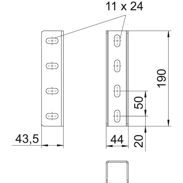 VUS 5 A4 U support connector including truss-head bolts 190x44 image 2