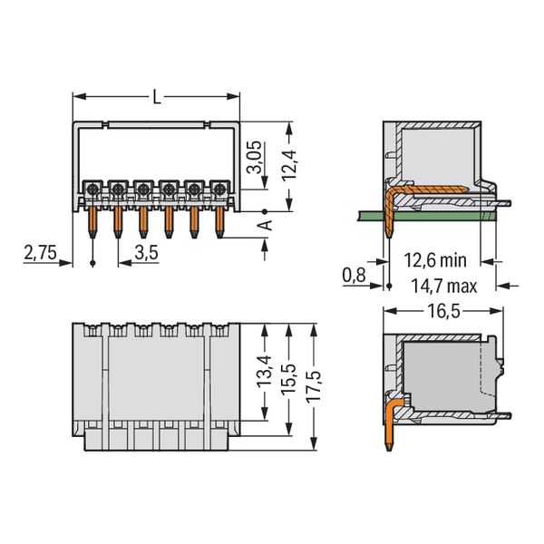 THR male header 1.0 mm Ø solder pin angled light gray image 5