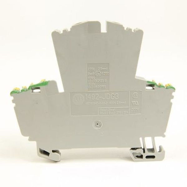 Allen-Bradley 1492-JDG3 1492-J IEC Terminal Block, Two-Circuit Feed-Through Ground Block, 2.5 mm (# 24 AWG - # 12 AWG), Standard Feedthrough, Gray (Standard) image 1