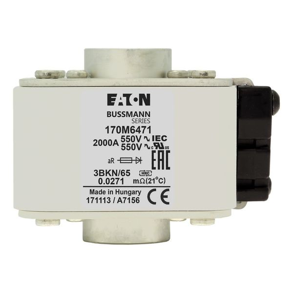 Fuse-link, high speed, 2000 A, AC 550 V, size 3, 76 x 92 x 53 mm, aR, IEC, UL, type K indicator image 16