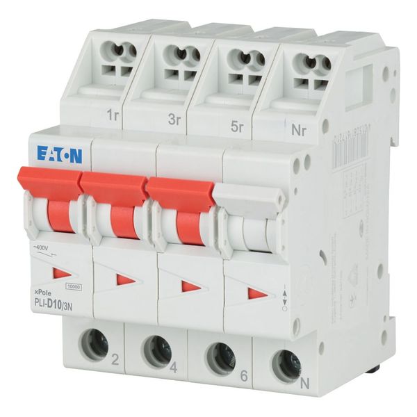 Miniature circuit breaker (MCB) with plug-in terminal, 10 A, 3p+N, characteristic: D image 2