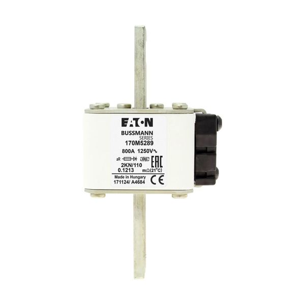 Fuse-link, high speed, 800 A, AC 1250 V, size 2, 61 x 77 x 138 mm, aR, IEC, single indicator image 3