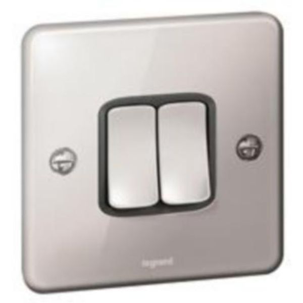 Synergy Authentic 2 gang 2-way switch - 10AX - Polished Stainless Steel image 1