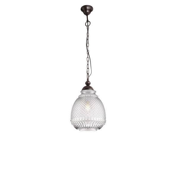 Clear Glass Dark Brown Base & Chain LED E27 1x12 Watt 230 Volt IP20 Bulb Excluded D: 27 H1: 45 H2: 120 cm image 1