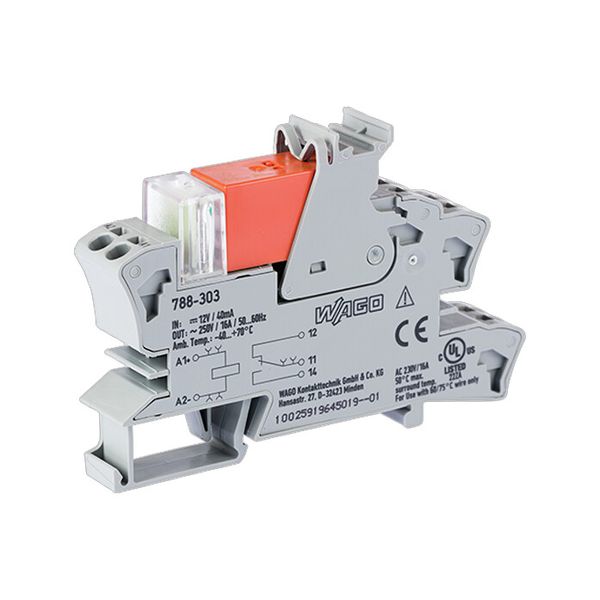 Relay module Nominal input voltage: 12 VDC 1 changeover contact gray image 2