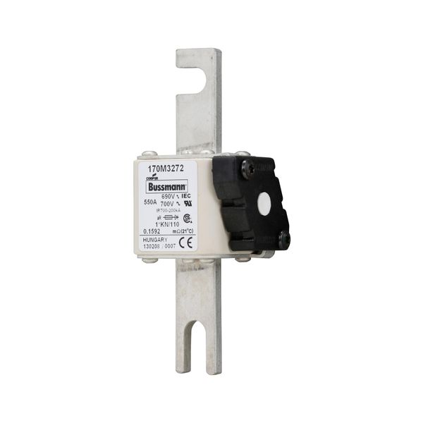 Fuse-link, high speed, 550 A, AC 690 V, compact DIN 1, 45 x 58 x 134 mm, aR, DIN, IEC, type K indicator, 110 mm centres image 4