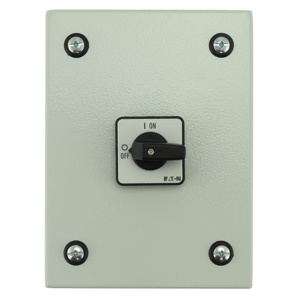 On-Off switch, P1, 40 A, 3 pole, surface mounting, with black thumb grip and front plate, in steel enclosure image 12