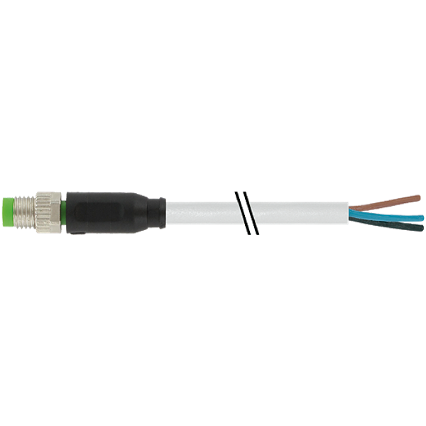 M8 male 0° A-cod. with cable PVC 3x0.25 gy UL/CSA 2m image 1