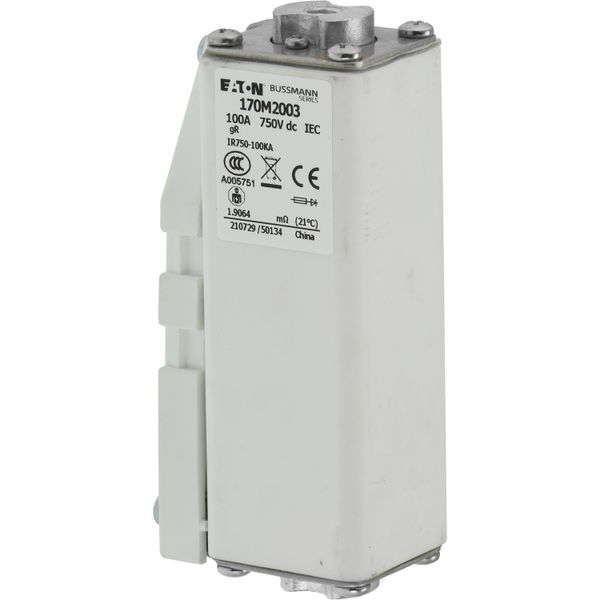 Fuse-link, high speed, 100 A, DC 750 V, compact size 1, 41 x 59 x 128 mm, aR, IEC, single indicator image 8