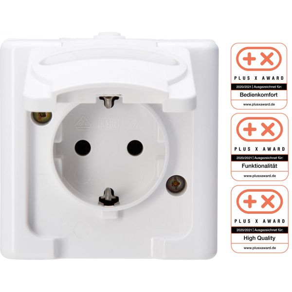 Earthed socket outlet with hinged lid image 1