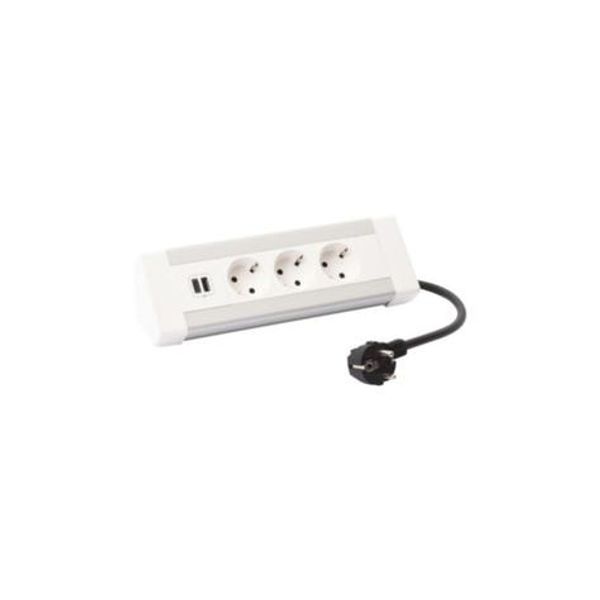 Desk unit equipped with 3 SCH sockets, 1 USB A+C 15W 3A charger image 1