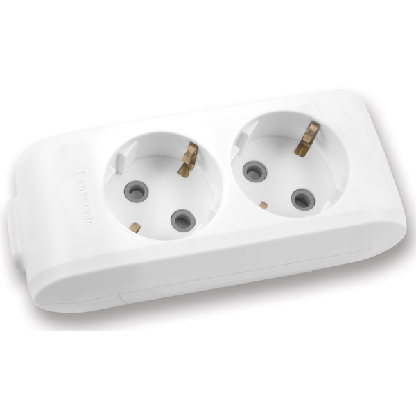 X-tendia White Two Gang Earth Socket CP image 1