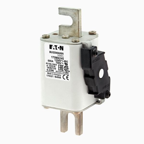 Fuse-link, high speed, 500 A, AC 1250 V, size 1, 53 x 69 x 138 mm, aR, DIN, IEC, single indicator image 3