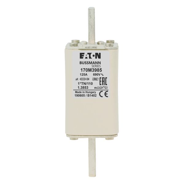 Fuse-link, high speed, 125 A, AC 1000 V, compact DIN 1, 43 x 61 x 138 mm, aR, DIN, IEC, type T indicator image 15