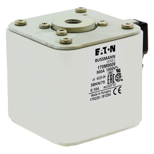 Fuse-link, high speed, 900 A, AC 1000 V, size 3, 74 x 92 x 76 mm, aR, IEC, UL, single indicator image 7