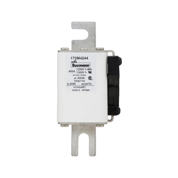 Fuse-link, high speed, 450 A, AC 1250 V, size 1, 53 x 69 x 138 mm, aR, DIN, IEC, single indicator image 13