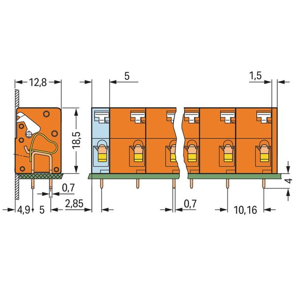 PCB terminal block push-button 2.5 mm² orange image 2