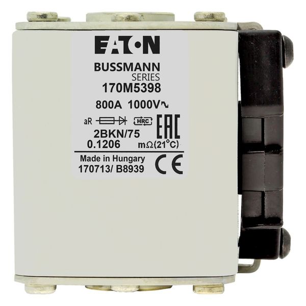 Fuse-link, high speed, 800 A, AC 1000 V, size 2, 61 x 75 x 77 mm, aR, IEC, UL, single indicator image 15