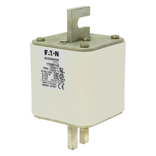 Fuse-link, high speed, 700 A, AC 1250 V, size 3, 76 x 90 x 139 mm, aR, DIN, IEC, single indicator image 6