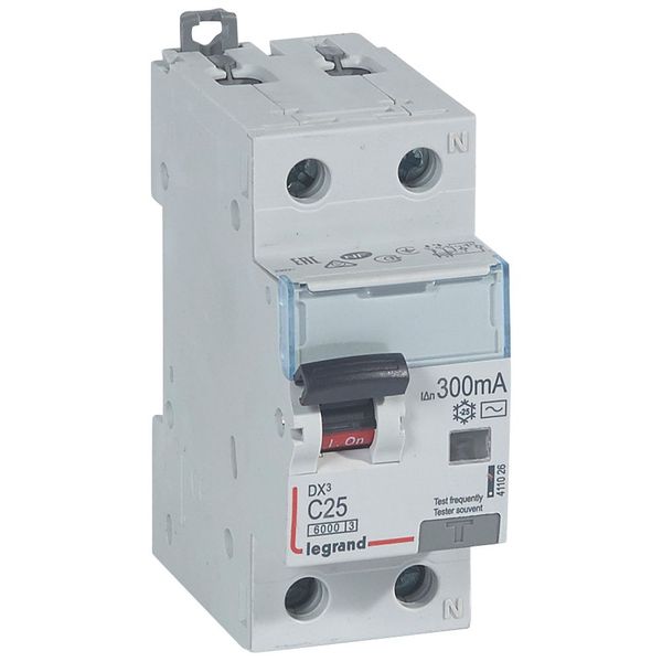 RCBO - DX³ 6000 -10 kA -1P+N-230 V~ -25 A -300 mA -AC type -N right hand image 1