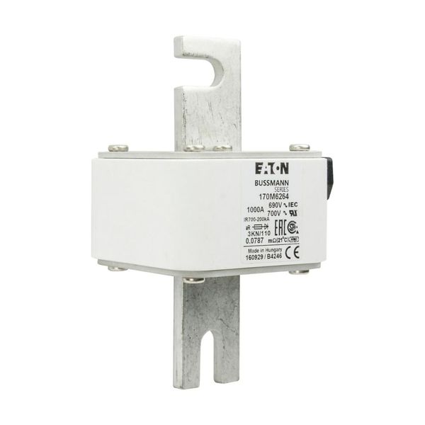 Fuse-link, high speed, 1000 A, AC 690 V, DIN 3, 76 x 92 x 139 mm, aR, DIN, IEC, single indicator image 11