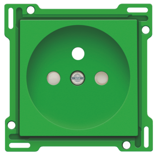 Finishing set for socket outlet with pin earthing and shutters, flush-mounting depth 28.5 mm, green image 1