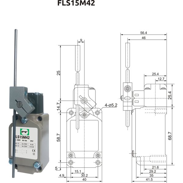 Limit switch  FLS 15M42 IP-67 NO+NC image 1