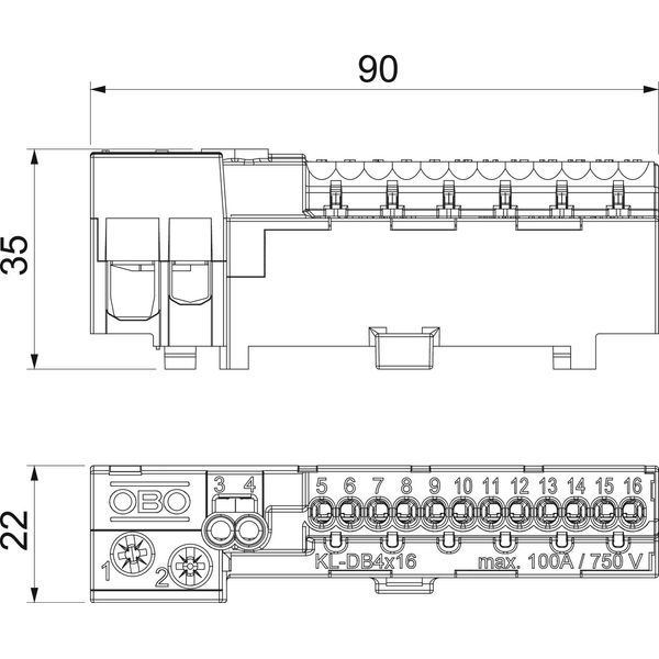 KL-DBP12x02GR Phase terminal with plug contacts 12x2,5mm² image 2