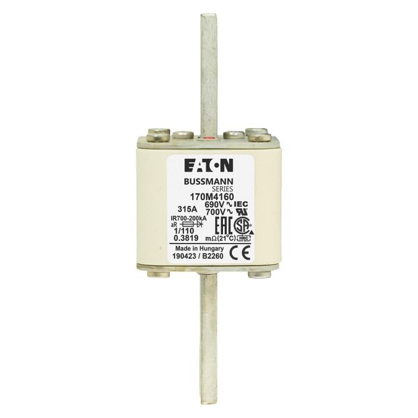 Fuse-link, high speed, 315 A, AC 690 V, DIN 1, 53 x 66 x 138 mm, aR, DIN, IEC, single indicator image 15