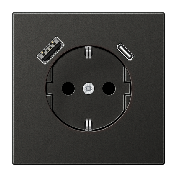 SCHUKO socket with USB type A AL1520-18A image 1