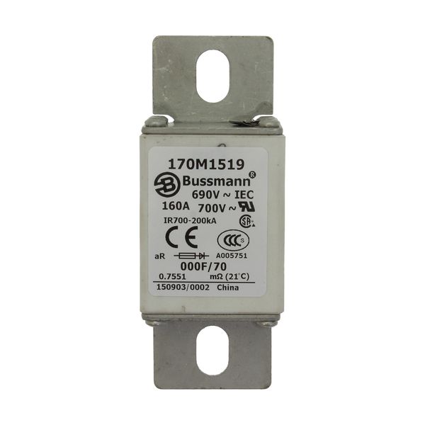 Fuse-link, high speed, 160 A, AC 690 V, size 000, 24 x 36 x 96 mm, aR, IEC, visual indicator image 8