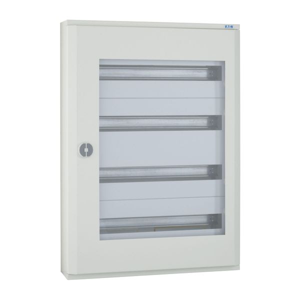 Complete surface-mounted flat distribution board with window, white, 24 SU per row, 4 rows, type C image 8