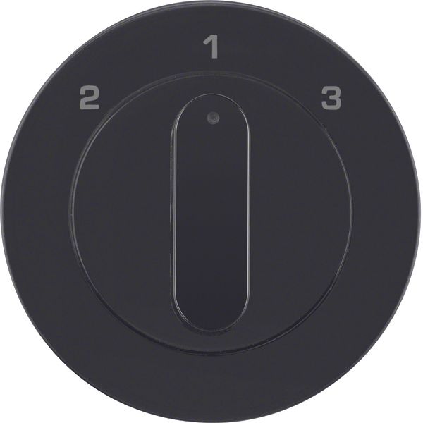 Centre plate rotary knob 3-step switch, Berker R.1/R.3, black glossy image 1